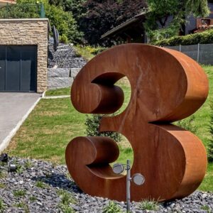 Garden Decoration Metal Sculpture Corten Steel Arabic Numerals