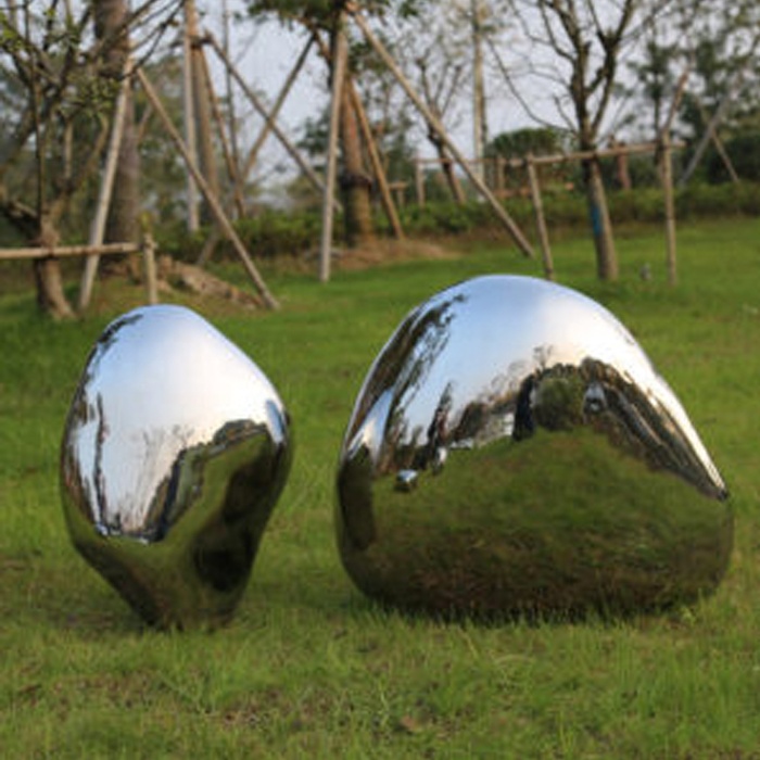 700*450*350mm Garden Grass Interior Decoration Stainless Steel Sculpture Stainless Steel Egg Ball