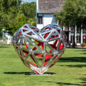 Contemporary Metal Outdoor Garden Sculpture in Stainless Steel