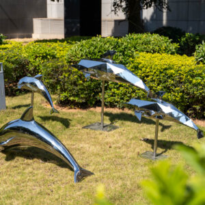 Large Stainless Steel Sculpture - Dolphin