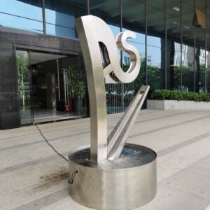 Custom Metal Fountain Sculpture Stainless Steel Harp Sculpture