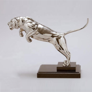 Art Deco Stainless Steel Metal Panther Sculpture