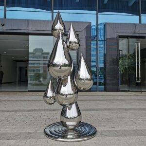 Creativity Landmark Morden Metal Droplet Statue Stainless Steel Water Wave Art Sculpture